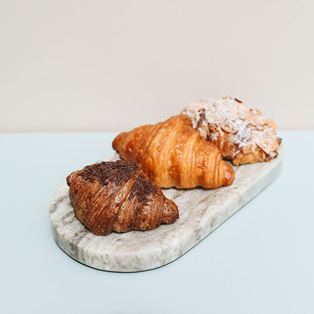 three different croissant bread
